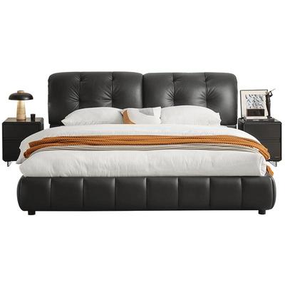 全友家居头层牛皮意式极简皮艺床