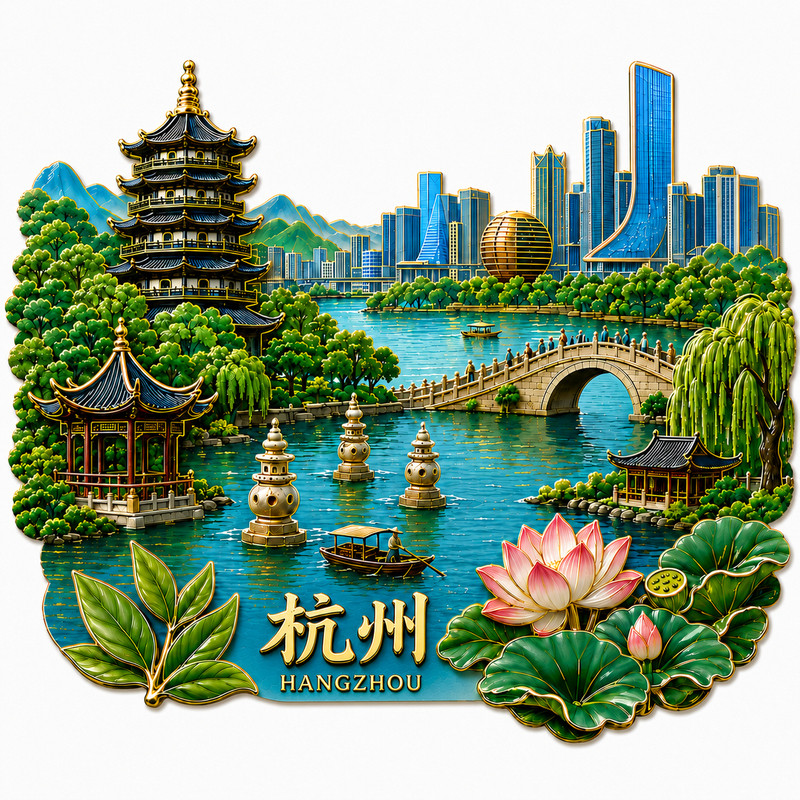 杭州冰箱贴旅行纪念品磁吸冰箱贴
