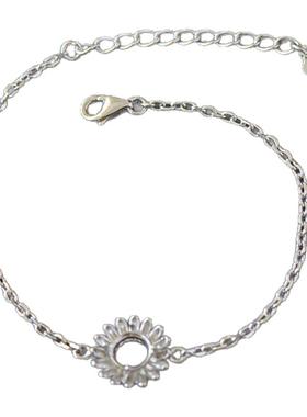 S925纯银手链空托时尚女款四爪托