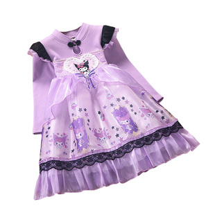 女童库洛米连衣裙冬季2025新款儿童加绒洛丽塔女孩公主裙子秋冬装