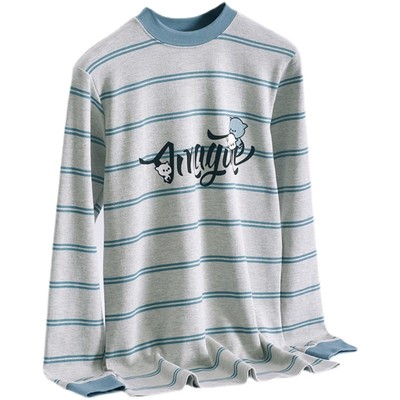 青少年纯棉秋衣男童单件保暖内衣上衣中大童学生长袖线衣打底秋冬