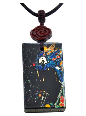 男大漆工艺新中式无事牌吊坠