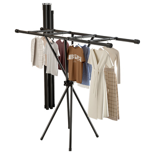 晾衣架落地室内家用阳台小型晒衣架卧室折叠挂衣杆简易晾衣服架子