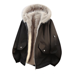 【双面穿】回力毛领座山雕棉衣男女冬季加绒加厚保暖连帽棉服外套