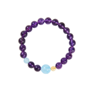 曦光里【无尘镜】理智/开阔/行动力 紫水晶海蓝宝手串原创设计