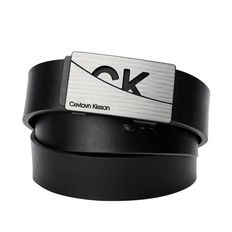 Ceviavn Kiesan皮带男真皮平滑扣裤带合金板扣牛皮青年裤腰带内穿