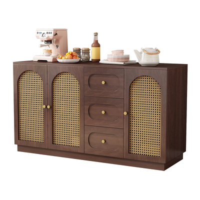 藤编餐边柜家用防尘收纳柜斗柜子