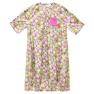 阁兰秀夏新品短袖印花纯棉衬衫连衣裙全棉假日田园风女装花卉裙子