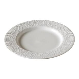 舍里浮雕盘子家用菜盘子轻奢陶瓷餐具法式白色深盘菜碟汤盘西餐盘
