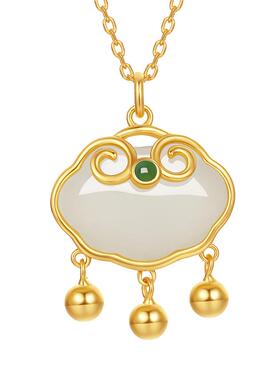 周六福如意祥云锁项链女S925银链坠时尚百搭小众节日礼物送女友