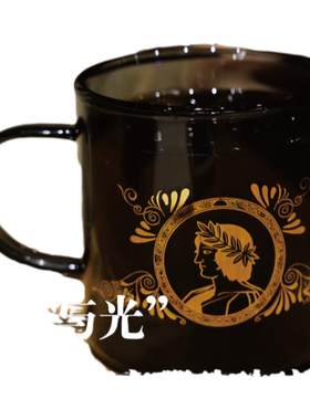 诗与光双层透黑高硼玻璃把手杯