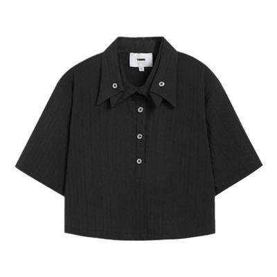 YJ1NGZYZJ 双层领短衬衫上衣 黑色/白色/灰色