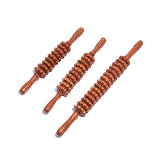 实木瑜伽滚轮棒瘦腿腰颈椎背肩部木质经络轮棒狼牙按摩棒擀背神器