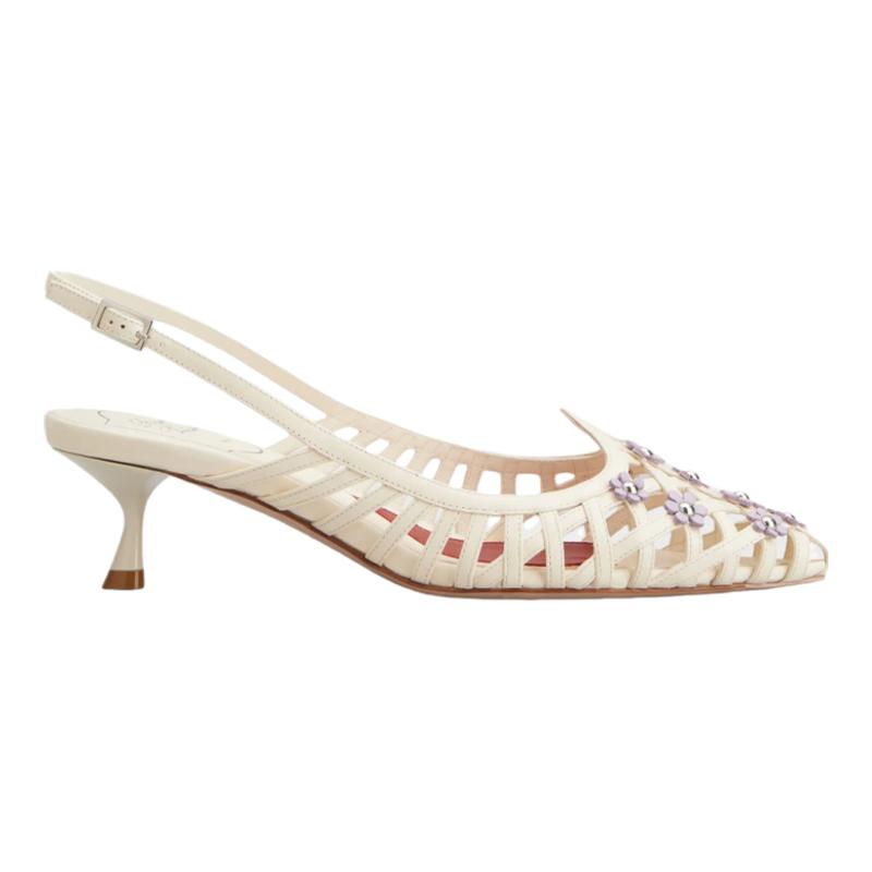 RogerVivier/罗杰维维亚女士高跟鞋羊皮铆钉花卉漆跟心垫新款