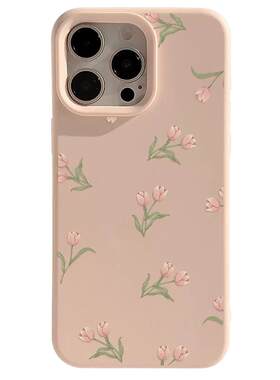 粉色郁金香花朵苹果手机壳