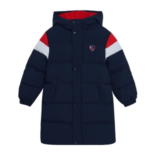 POLOWALK童装男童中长款羽绒服秋冬季时尚撞色加厚保暖外套中大童