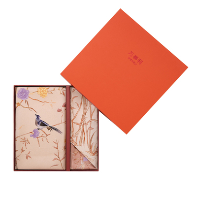 万事利桑蚕丝真丝丝巾礼盒手卷中方巾长条巾斜巾头巾绑包带莺初语