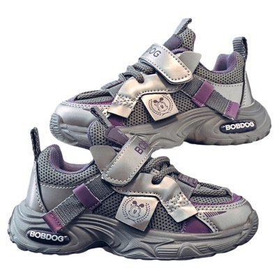 巴布豆童鞋春季新款透气防滑轻便软弹女童网面运动跑步鞋儿童鞋子