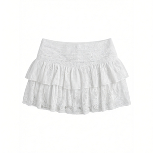 性感多层蛋糕堆叠蕾丝花边短裙女 Multi-layered lace trim skirt