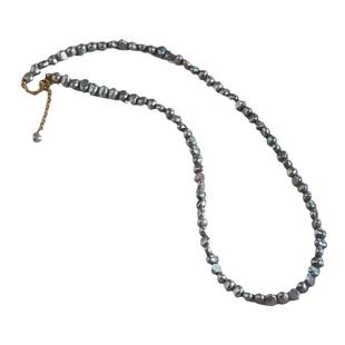 Mimi稀有真多麻灰色强光天然奶奶灰巴洛克珍珠项链锁骨链简约颈链