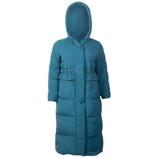 美丽客栈羽绒服冬季抽绳式连帽款宽松大码女装反季优雅保暖鹅绒服