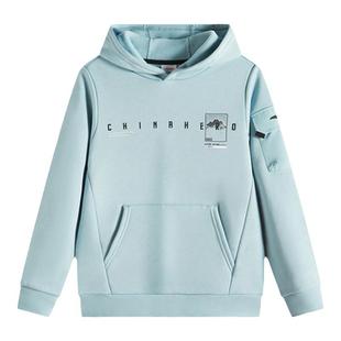 安踏儿童连帽套头衫2024冬新款儿童保暖抗寒上衣男童加绒运动卫衣