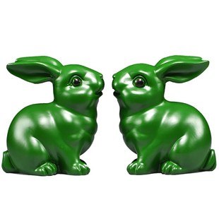 绿色木头小兔子摆件木质雕刻十二生肖木制兔实木吉祥物装饰工艺品