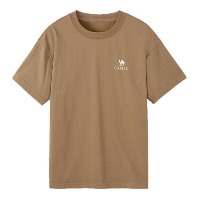 骆驼男装速干短袖t恤男夏季2025新款圆领宽松印花半袖体恤上衣男