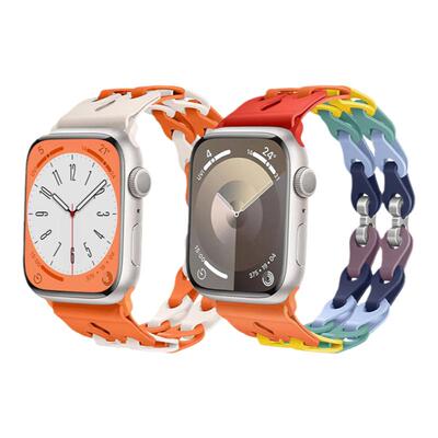 适用iWatch硅胶连环扣双链表带