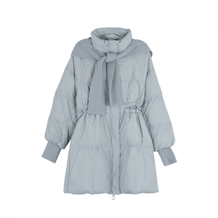 寒冬保暖韩系可拆披肩加厚棉服收腰羽绒外套冬季大衣小个子中长款