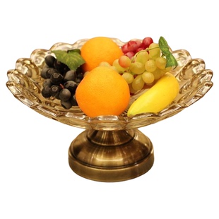 欧式奢华玻璃水果盘摆件现代创意客厅家用餐桌果盘果盆茶几装饰品