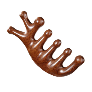 按摩梳檀木经络防静电穴位头部按摩通用五指按摩梳子头颈刮痧神器