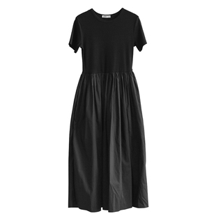 儿童小黑裙短袖夏季薄款赫本风纯棉长裙子中大女童白色日系连衣裙