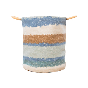 阳春小镇棉绳编制收纳筐桌面家用零食篮子玩具杂物布艺可爱条纹棉