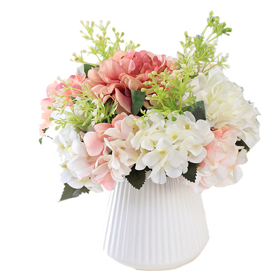 陶瓷牡丹客厅茶几摆件仿真花艺