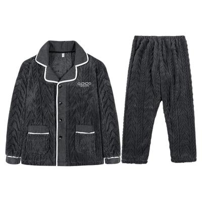 珊瑚绒睡衣加厚保暖套装男士