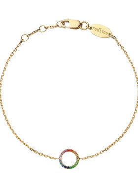 redline/红绳女士彩虹圆环金手链