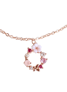 韩国精致高端微镶小花环项链手链