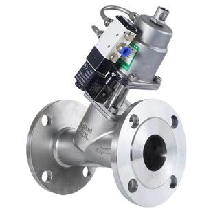 气动法兰角座阀不锈钢/304耐高温蒸汽配电磁阀AC220V/DN20/25/50