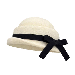法式赫本风复古留洋千金蝴蝶结渔夫帽女春秋季高品质气质优雅礼帽