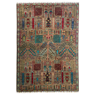 视觉味道 阿富汗进口 羊毛地毯手工编织客厅大地毯绿复古生命树