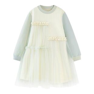 迷你巴拉巴拉女童长袖连衣裙秋季新款宝宝甜美网纱拼接公主裙子小