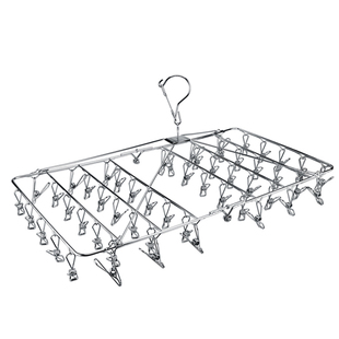 超多夹子52夹折叠式加粗不锈钢衣架袜架袜挂晾晒毛巾架浴巾架防风