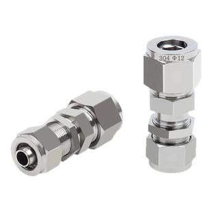 304不锈钢卡套转快拧穿板隔板安装PK硬管转软管复合锁母PU管接头