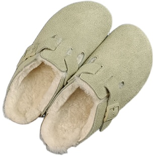 岛外DAOWAI勃肯鞋半包头加绒羊毛软木鞋复古潮流boston男女博肯鞋