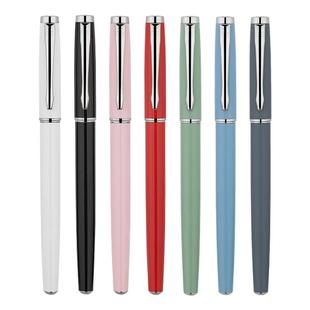 免费刻字金属签字笔定制logo黑色水笔中性笔金属重手感碳素高档圆珠中性笔商务签单签约黄葵子珀体彩弹球拿手