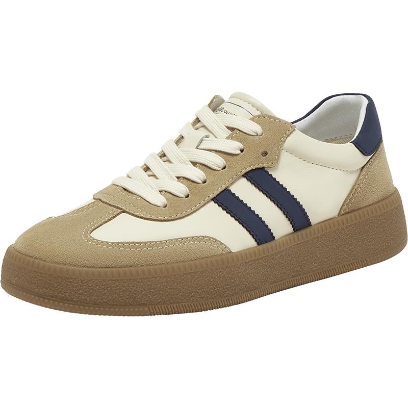 百思图2025秋季新款拼色厚底德训鞋潮流男鞋运动休闲鞋T280DCM5