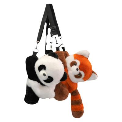 熊猫公仔背包斜跨双肩毛绒包包