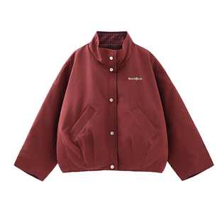 半度闲女童年装红色棉服外套秋冬装2025新款洋气儿童双面穿棉衣潮