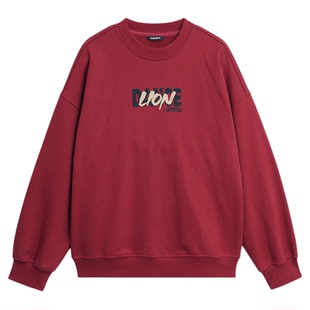 鹿家门醒狮抓绒红色卫衣男春季恒温暖皮保暖内搭宽松大码健身上衣